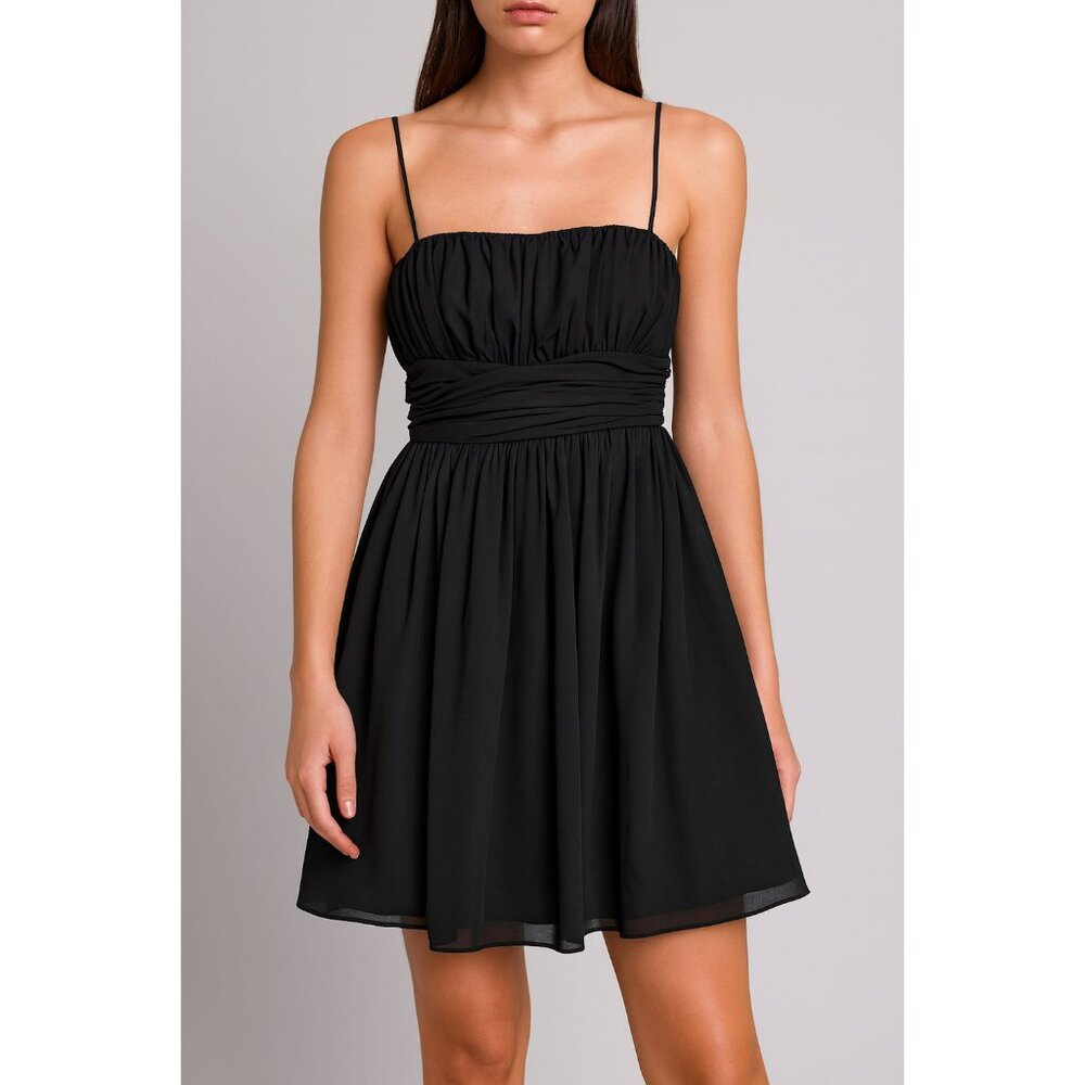 LUELLA Prom Dress Size 3 Black Mini Full Tulle Skirt Bow 90's Retro Summer